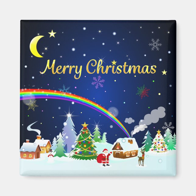 God jul med Crescent Måne Magnet (Framsidan)