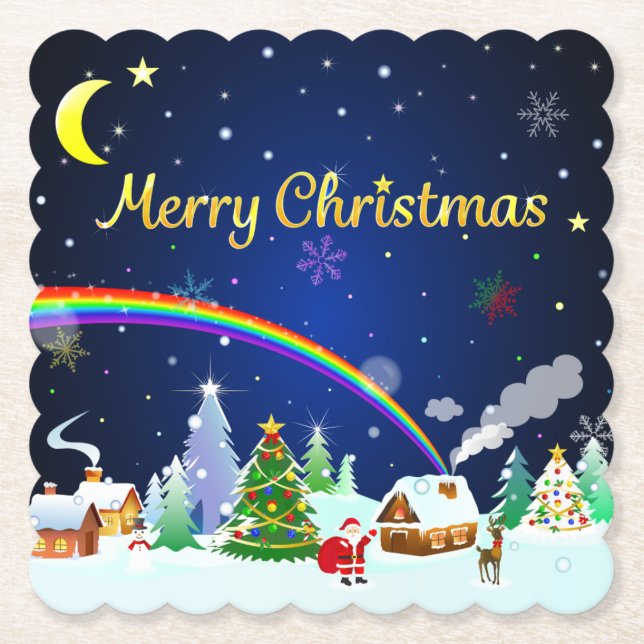 God jul med Crescent Måne Underlägg Papper (Framsida)