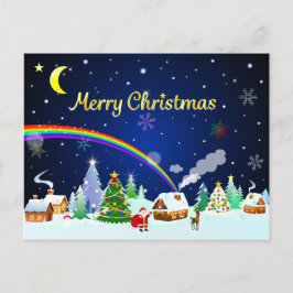 God jul med Crescent Måne Vykort