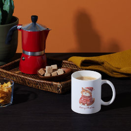 God jul med Cute Cat i Hat och Sweater Kaffemugg