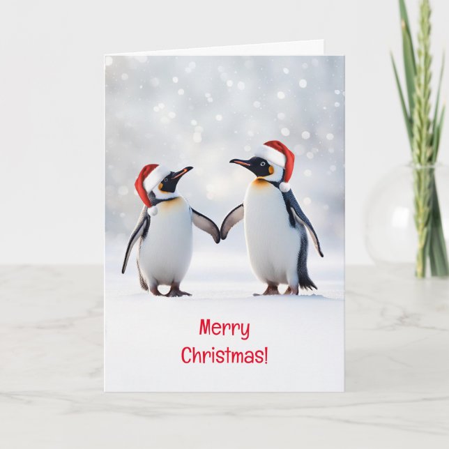 God jul med Cute Penguins i snö Kort (Framsida)