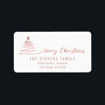 God jul med det minimalistiska ro guld-manuset adressetikett<br><div class="desc">Minimalistiskt modernt skript God jul Julgran. Modern och attraktiv professionell med contemporary pekdon. En liten elegans och stil.Anpassa med din monograminformation till att börja med,  namn och adress.</div>