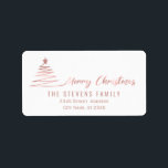 God jul med det minimalistiska ro guld-manuset adressetikett<br><div class="desc">Minimalistiskt modernt skript God jul Julgran. Modern och attraktiv professionell med contemporary pekdon. En liten elegans och stil.Anpassa med din monograminformation till att börja med,  namn och adress.</div>