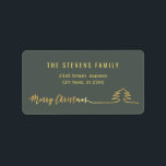 God jul med det moderna guld-skriptet av minimalis adressetikett<br><div class="desc">Minimalistiskt modernt skript God jul Julgran. Modern och attraktiv professionell med contemporary pekdon. En liten elegans och stil.Anpassa med din monograminformation till att börja med,  namn och adress.</div>