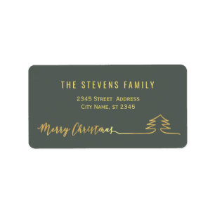 God jul med det moderna guld-skriptet av minimalis adressetikett