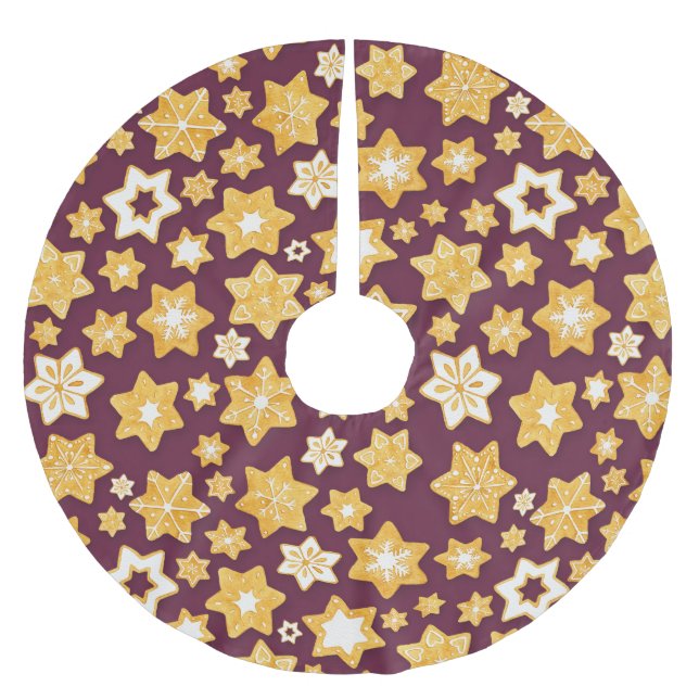 God jul med djupa plommon julgransmatta borstad polyester (Framsidan)