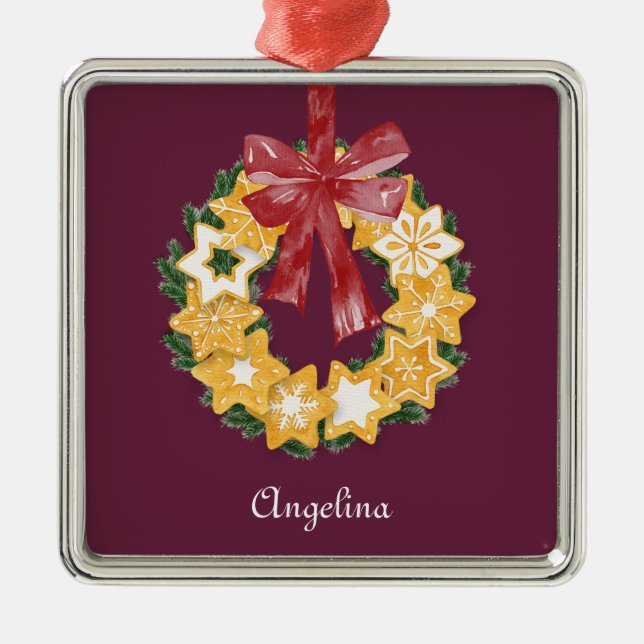 God jul med djupa plommon julgransprydnad metall (Framsidan)