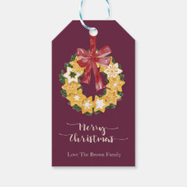 God jul med djupa plommon presentetikett