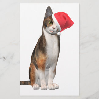God jul med en lekfull katt i hatt brevpapper