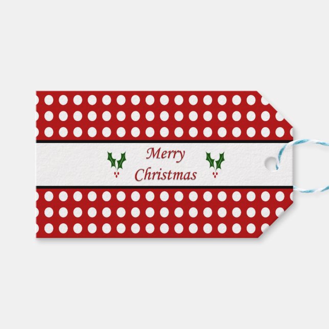 God jul med en Polka pricker mönster Presentetikett (Framsidan (Horisontell))