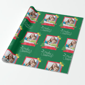 God jul med en Ram fotoGrönt Presentpapper