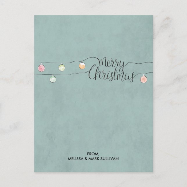 God jul med en sträng av prydnadsföremål vykort (Framsida)