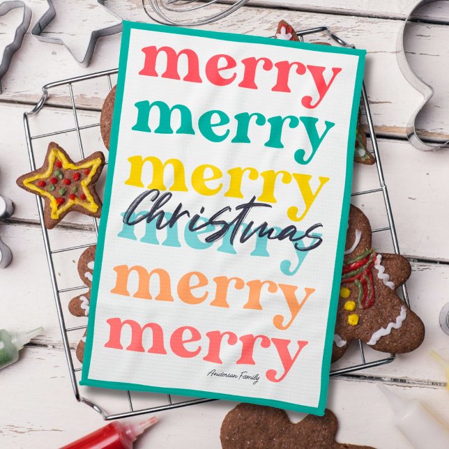 God jul med enkel Elegant Färg Grönt Kökshandduk (Skapare uppladdad)