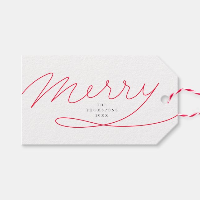 God jul med enkelt Red Hand Lettered Script Presentetikett (Framsidan (Horizontal))