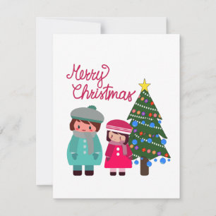 God jul med ett Chibi-par Julkort