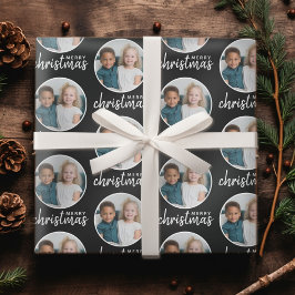God jul med ett cirkelfoto - svart presentpapper