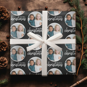 God jul med ett cirkelfoto - svart presentpapper
