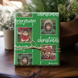 God jul med ett fyrkantigt foto - grönt presentpapper