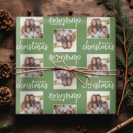 God jul med ett fyrkantigt foto - grönt presentpapper