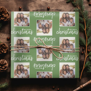 God jul med ett fyrkantigt foto - grönt presentpapper