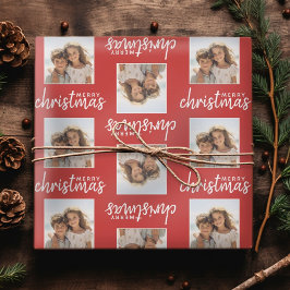 God jul med ett fyrkantigt foto - rött presentpapper