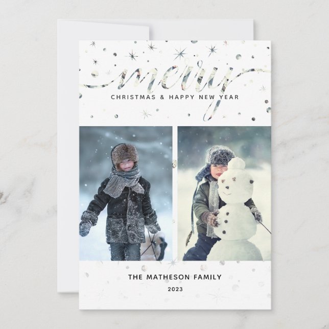 God jul med Färg-matchande typografi Julkort (Framsida)