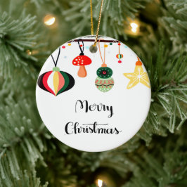 God jul med färgstarka stjärnor julgransprydnad keramik