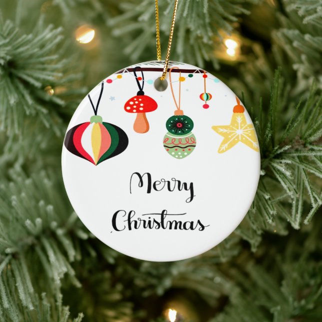 God jul med färgstarka stjärnor julgransprydnad keramik (Träd)