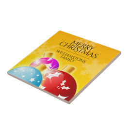 God jul med festive Helgdag Ornaments Kakelplatta