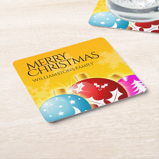 God jul med festive Helgdag Ornaments Underlägg Papper Kvadrat (Vinklad)