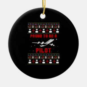God jul med flygplan och snö julgransprydnad keramik