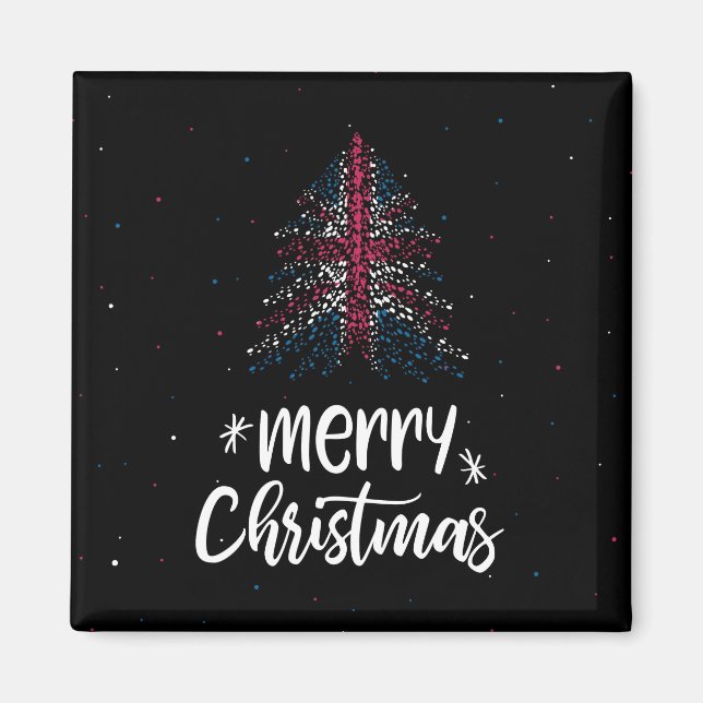 God jul med Förenade kungariket flagga Magnet (Framsidan)