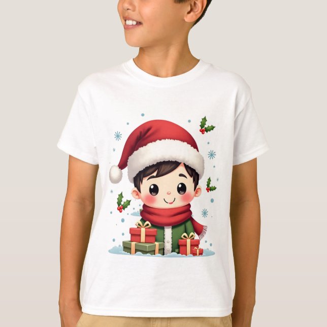 God jul med gåvor och tomten t shirt (Framsida)