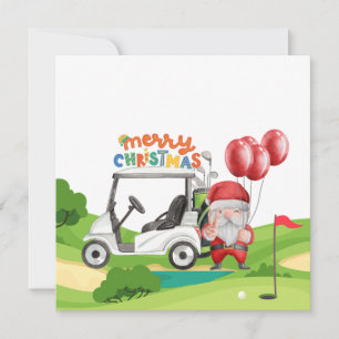God jul med golfpåsvagn för golfer julkort