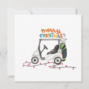 God jul med golfvagn för golfare H Julkort