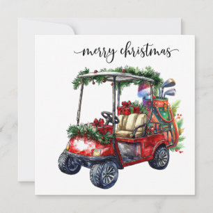God jul med golfvagn och golfpåse julkort