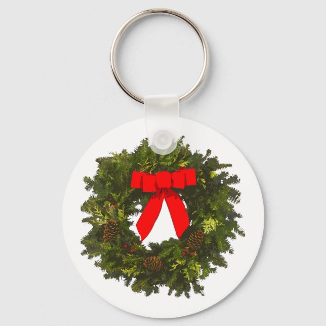 God jul med Gräs Cones och Red Bow Nyckelring (Framsida)