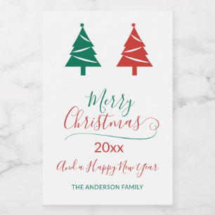 God jul med Grönt Julgranar Mat Etikett