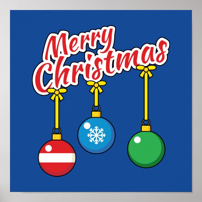 God Jul med hängande bollar Poster (Framsidan)