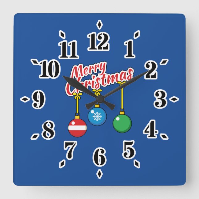 god jul med Hanging Bollar Fyrkantig Klocka (Framsida)