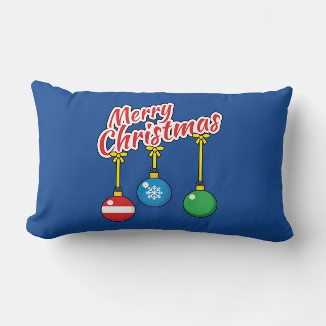 God jul med Hanging Bollar Lumbarkudde (Framsida)