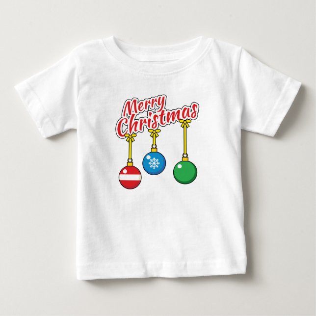 God jul med Hanging Bollar T Shirt (Framsida)