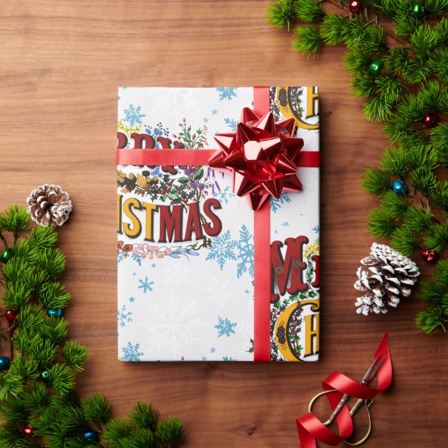 God Jul med isblå snöflingor Presentpapper (Julgåva)