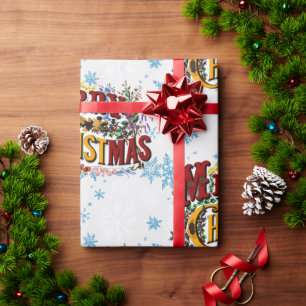God jul med isblått Snöflingor Presentpapper