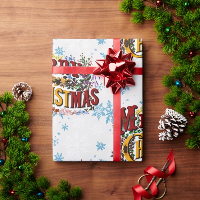 God jul med isblått Snöflingor Presentpapper (Julgåva)