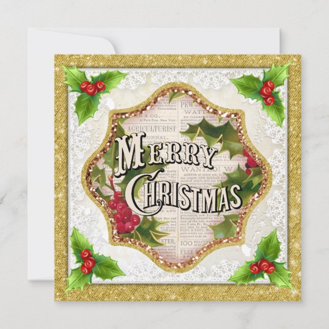 God jul med julklapp för jultomte julkort (Framsida)