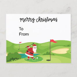 God jul med Jultomten för golfer roligt Vykort