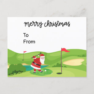 God jul med Jultomten för golfer roligt Vykort