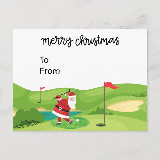 God jul med Jultomten för golfer roligt Vykort (Framsida)