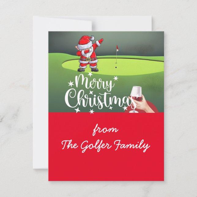 God jul med Jultomten från Golfer Family Julkort (Framsida)